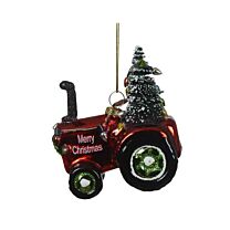 Weihnachtskugel Traktor mit Tannenbaum