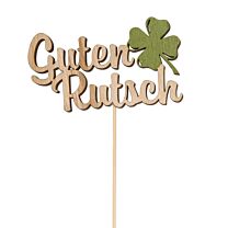 Holz Stecker Guten Rutsch/Kleeblatt