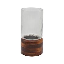 Glas Windlicht Wooden