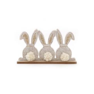 Trio de Lapins en Feutre/Pompon Blanc