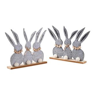 Groupe de Lapins en Feutre Gris