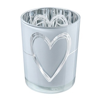 Glas Teelichtbecher Herzliebe