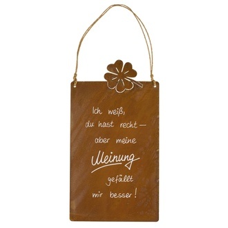 Metall Tafel Kleeblatt/meine Meinung/Spruch