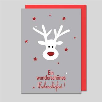 Christmas Card Red Nose Reindeer