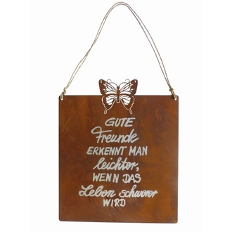 Metall Tafel Schmetterling/Gute Freunde/Spruch