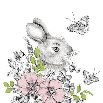 Easter Napkin Graphite Bunny