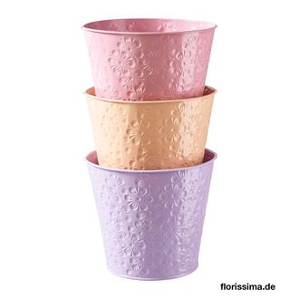 Metall Übertopf Blumenprägung