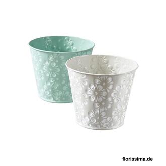 Metall Übertopf Blumenprägung
