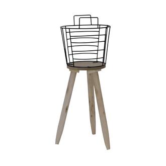 Metall Korb Holzboden/Dreibein