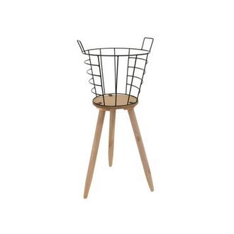 Metall Korb Holzboden/Dreibein