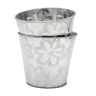 Metall Übertopf Blümchen