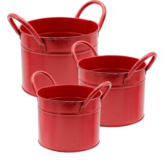 Metall Pflanzübertopf Red