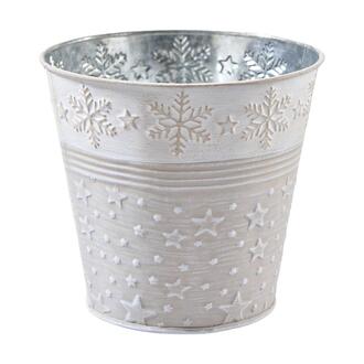 Zink Übertopf Schneekristalle