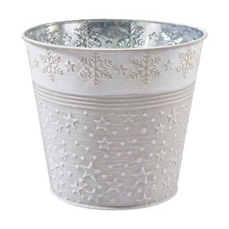 Zink Übertopf Schneekristalle