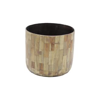 Metall Übertopf Holzoptik