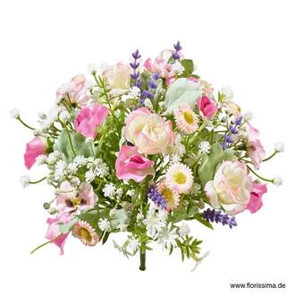 Bouquet en Plastique Mélangé/Roses/Marguerites/Gypsophile