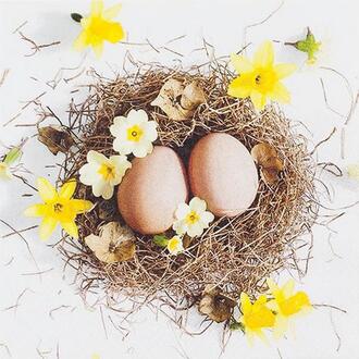 Easter Napkin Eggs In A Vine Nest