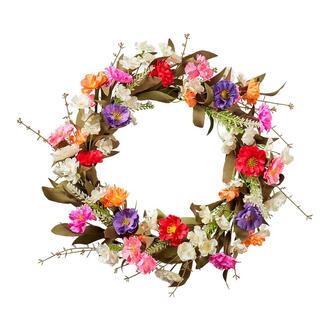 Plastic Flower Wreath Springtime