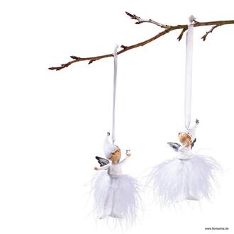 Resin Gnome Smiley/Feather Skirt/Silver Wings