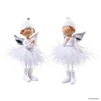 Resin Gnome Smiley/Feather Skirt/Silver Wings