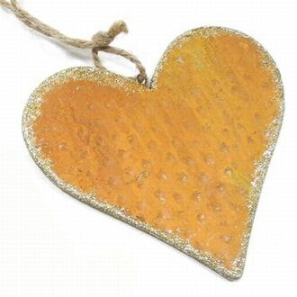 Cœur en Métal Rouillé/Paillettes Dorées