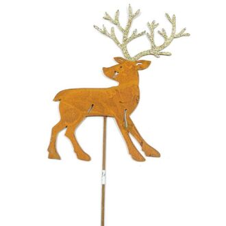 Metall Hirsch Rusty/Goldglitter
