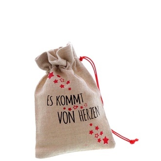 Stoff Beutel Es kommt von Herzen