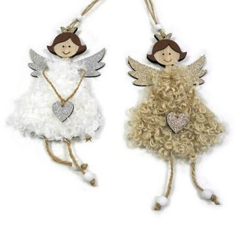 Wooden Angel Plush Dress/Glitter Heart