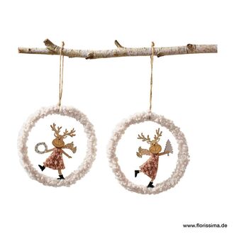 Wooden Hanger Reindeer/Fur Coat