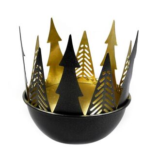 Metal Tealight Holder Hemisphere/Fir Trees
