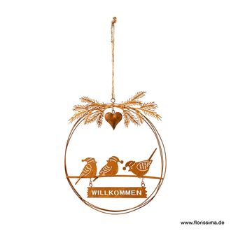 Metall Ring Rusty/Willkommen/Vögel