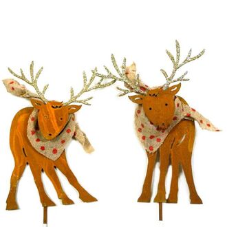 Metal Deer Rusty/Glitter Antlers