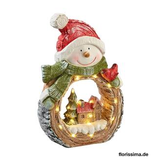 LED Schneemann Schneemann mit Baum/Haus