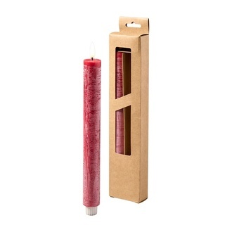  LED Kerze "Stabkerze" H=24 cm D=2,2 cm 2xAAA 2 Stück rot 