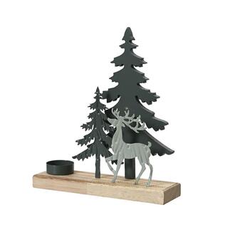 Metal Tealight Holder Fir With Deer