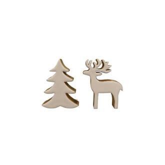 Assortiment en Bois Émaillé/Renne/Sapin
