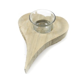 Holz Herz Hellen/Glas-Windlicht