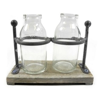 Metal Bottle Holder Industrial Decor