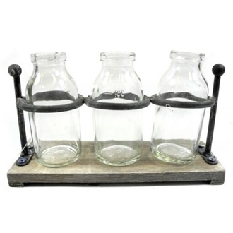 Metal Bottle Holder Industrial Decor