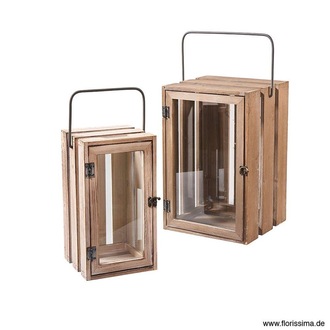 Holz Laterne Flori/Met.-Henkel