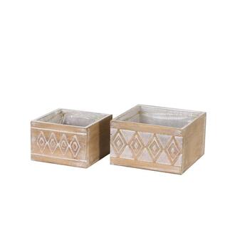 Wooden Planter Box With Diamond Pattern