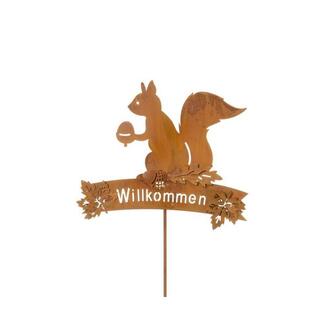 Metall Schild Willkommen mit Eichhörnchen