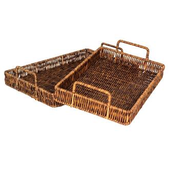 Kunststoff Tablett Rattan