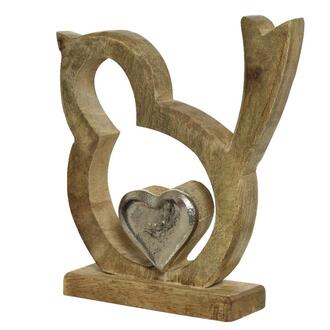Wooden Bird With Metal Heart