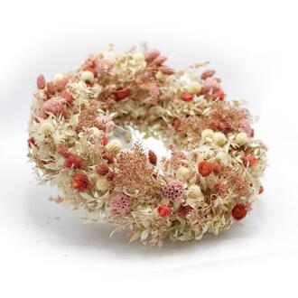 Couronne de Ruscus Ruscus/Phalaris/Chardon Fraise
