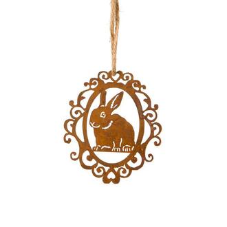 Lapin Suspendu en Métal Dans un Ornement