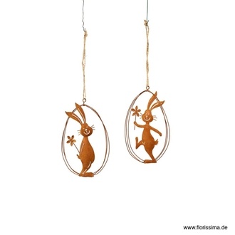 Lapin en Métal Rusti/Fridolin/Fleur