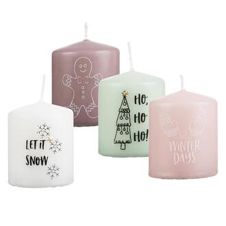 Stumpenkerze Winter-Mix/Pastell