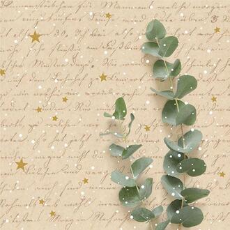 Christmas Napkin Eucalyptus Branch/Writing