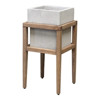 Jardinière en Béton Light/Quadro/Tabouret en Bois